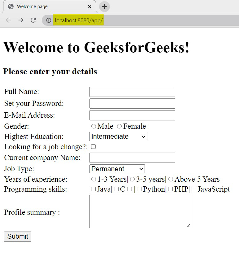 Welcome Page 