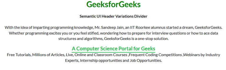 Semantic-UI Header Dividing Variations - GeeksforGeeks