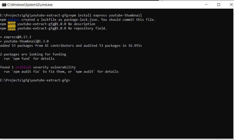 How to get YouTube video thumbnail using Node.js ? - GeeksforGeeks