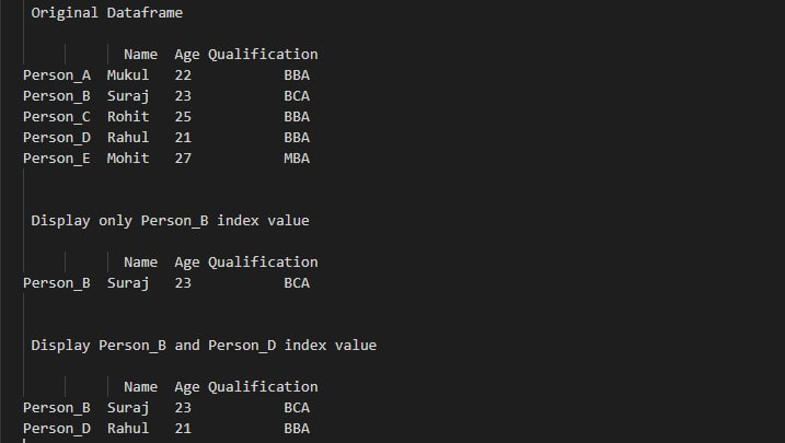 Filter Pandas Dataframe Based On Index - Geeksforgeeks