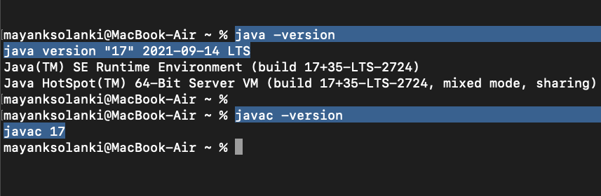 Checking version of Java