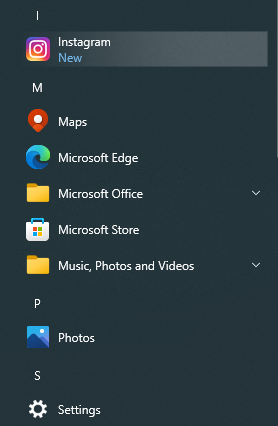 Instagram-listed-in-all-programs-in-start-menu