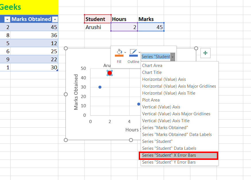 Click-on-Series-Student-X-Error-Bars