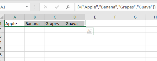 Using array constants in Excel