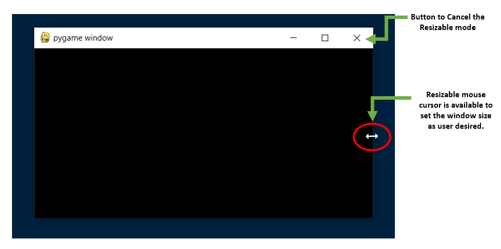 RESIZABLE mode in pygame