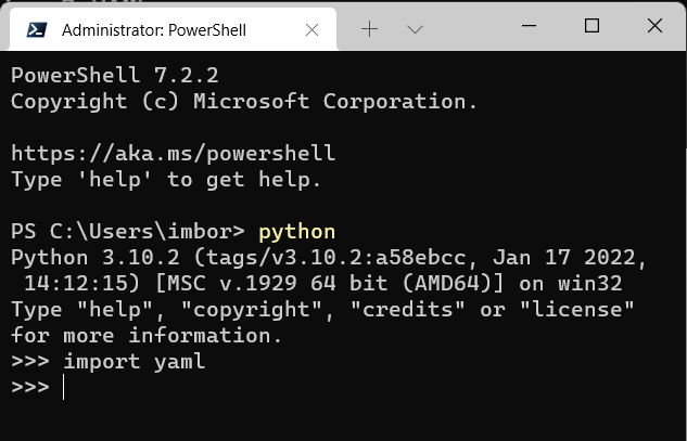 Verifying-the-installation-of-PyYAML