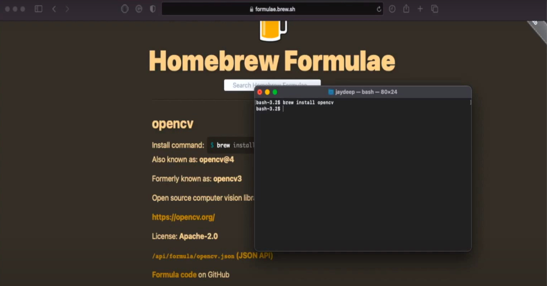 Installing-OpenCV-using-homebrew