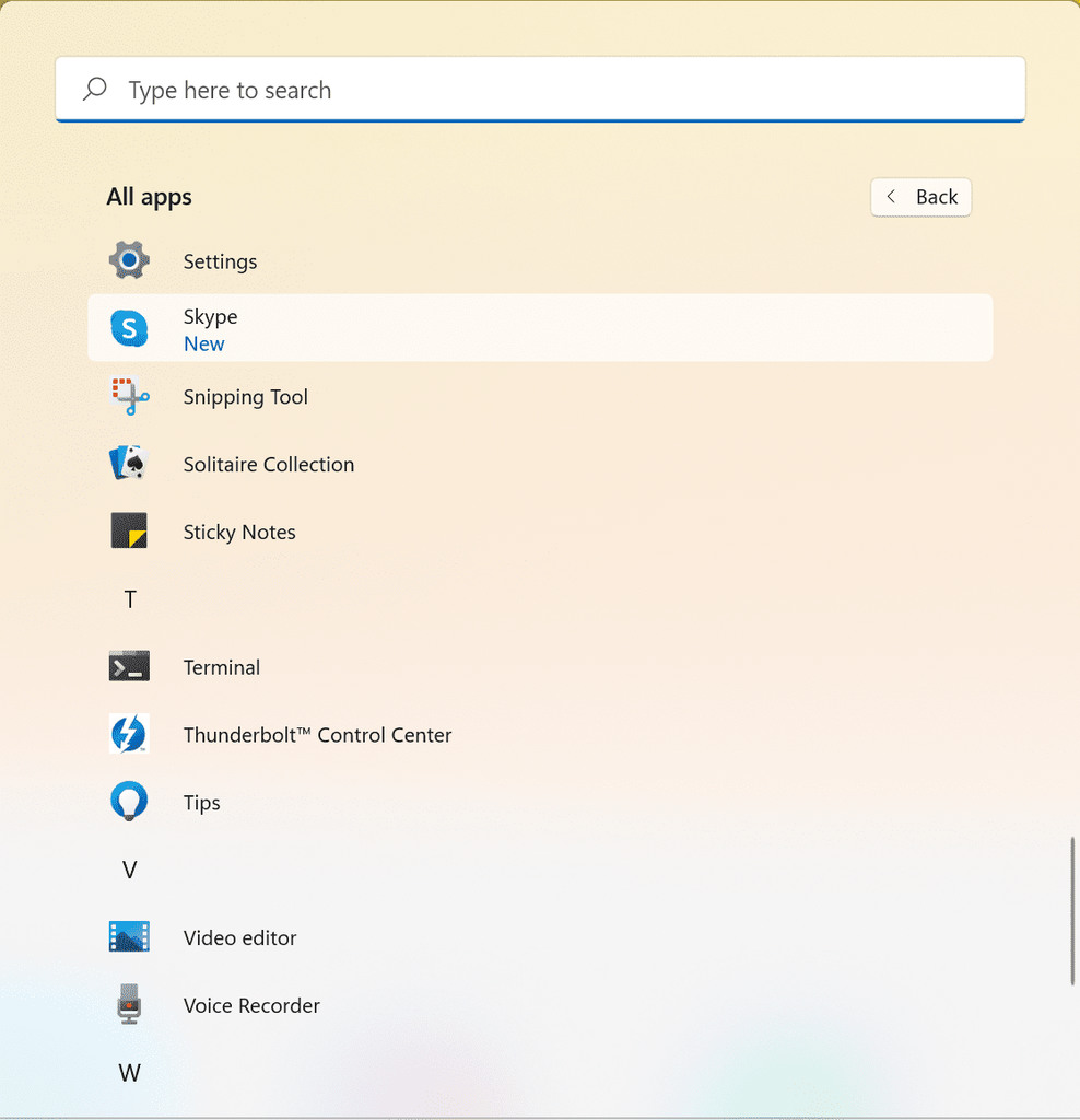 Skype-in-the-start-menu