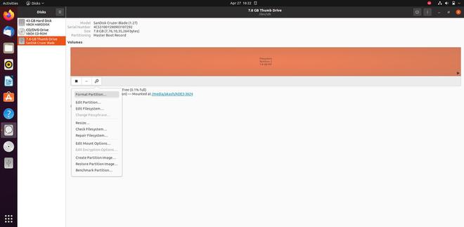 Windows で動作する Linux 上で USB ドライブをフォーマットする方法