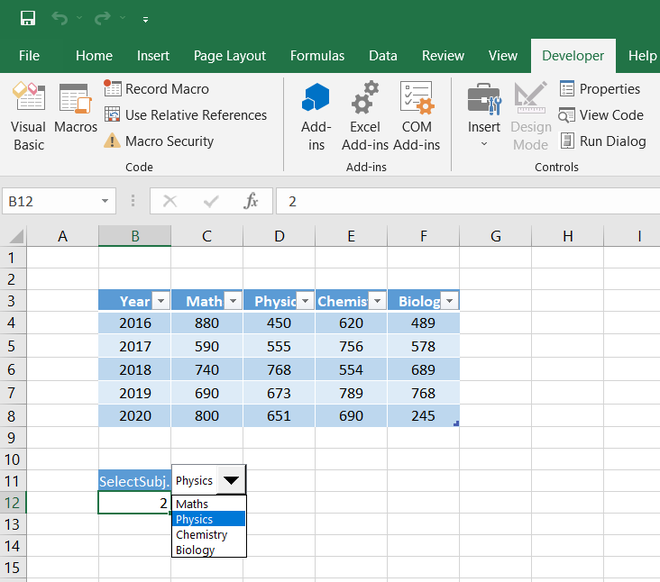 Selecting-physics-from-combo-box