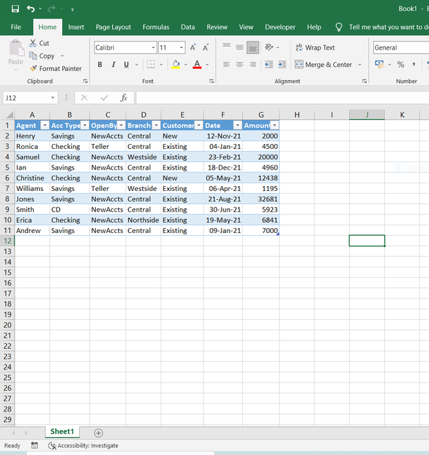 Clicking-format-as-table