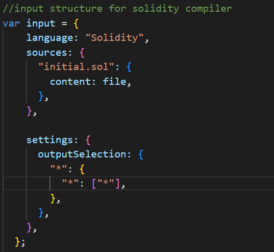 input to solc compiler