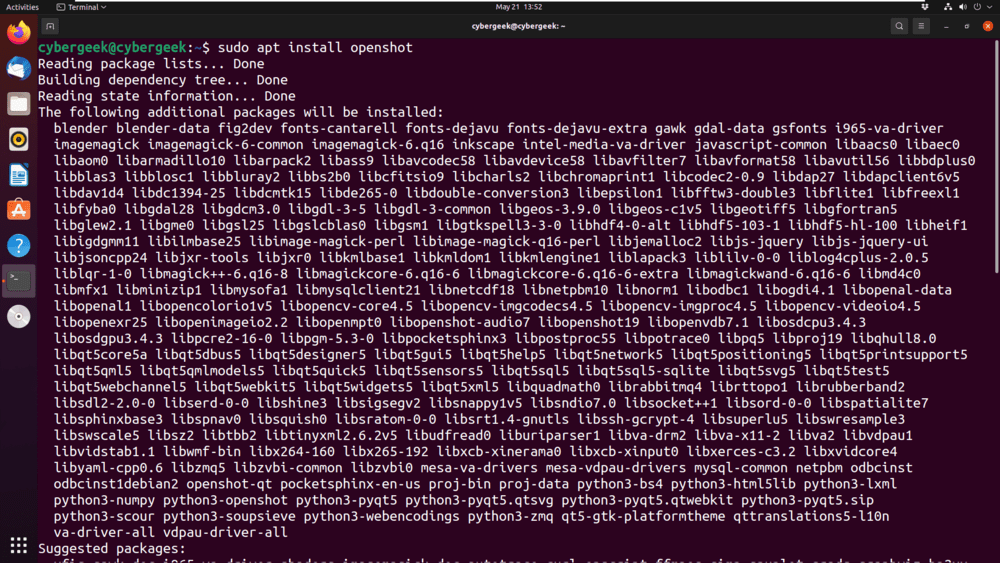 Installing OpenShot using apt manager