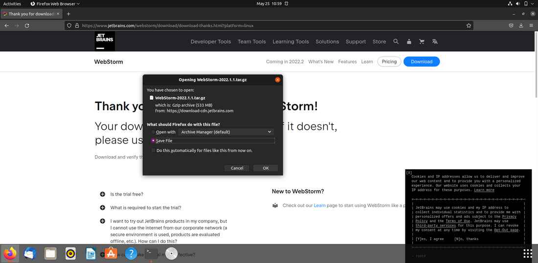 download install webstorm linux