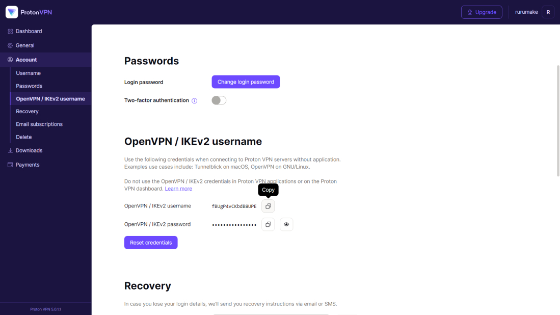 Getting OpenVPN/IKEv2 username