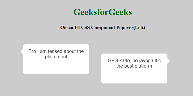 Popover du composant CSS de l'interface utilisateur Onsen (à gauche)