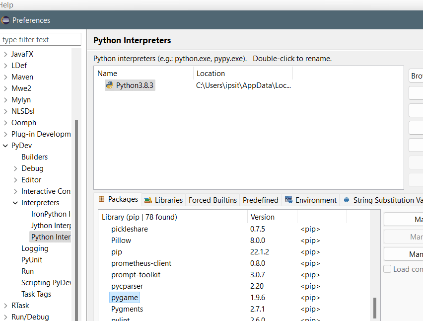 How to set up pygame with Eclipse?