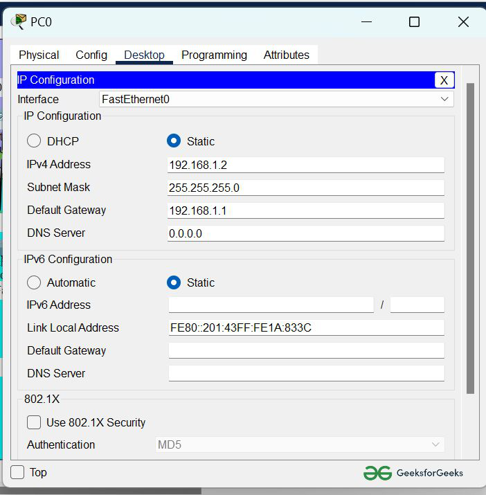 Subnetting Implementation in Cisco Packet Tracer - GeeksforGeeks