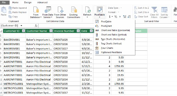 Clicking-pivot-table