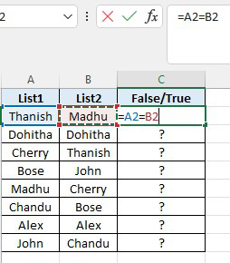 How to Cross-check two lists for discrepancies in MS Excel