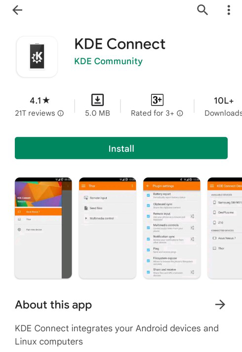 KDE-Connect Google Play Store