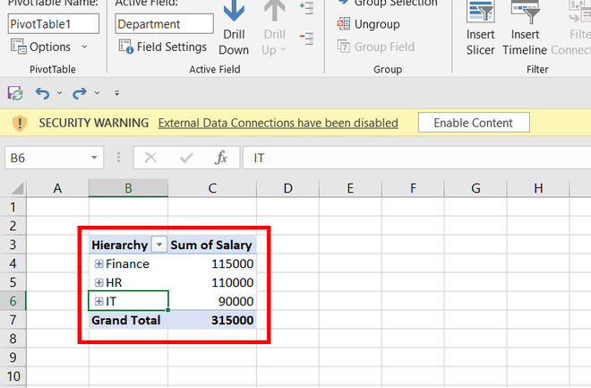 Hierarchal-pivot-table