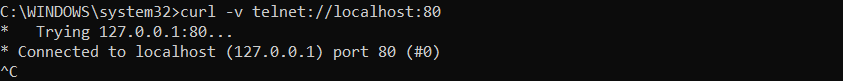 Connecting localhost by using curl with telnet
