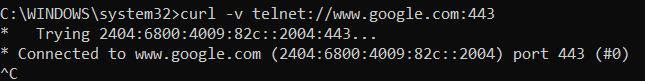 Connect remote host by using curl with telnet