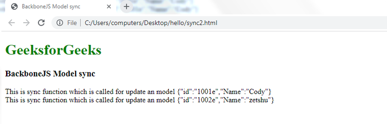 Backbone.js sync Model - GeeksforGeeks