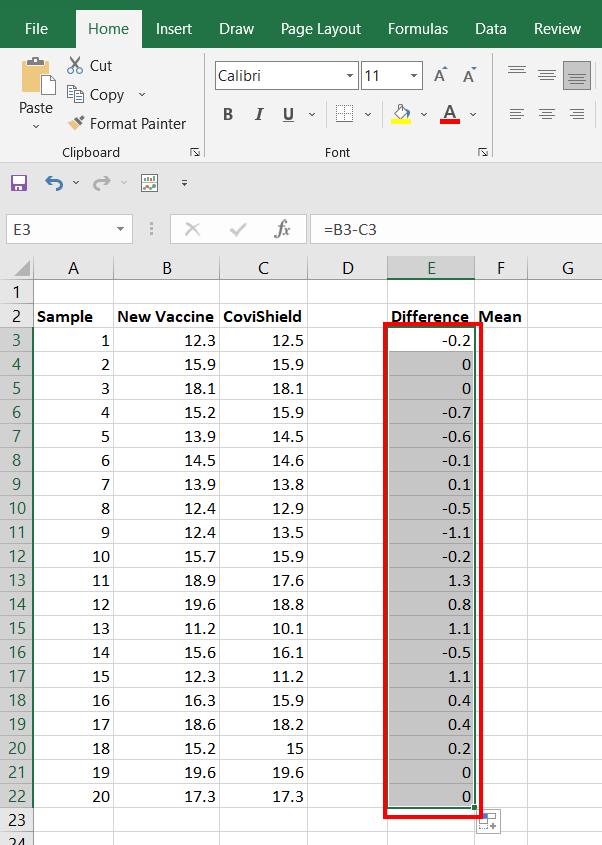 Difference-of-variables-observed