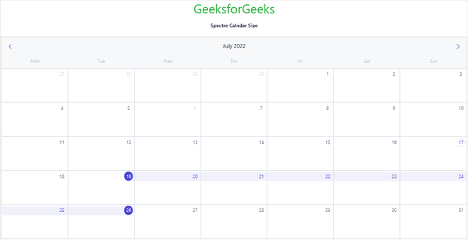 Spectre Calendar Size - GeeksforGeeks