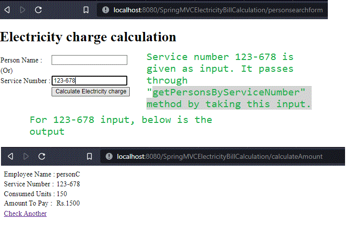 SearchBy Service Number Output