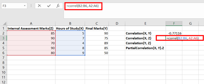 Applying-Correl-function-for-Correlation(X,Z)