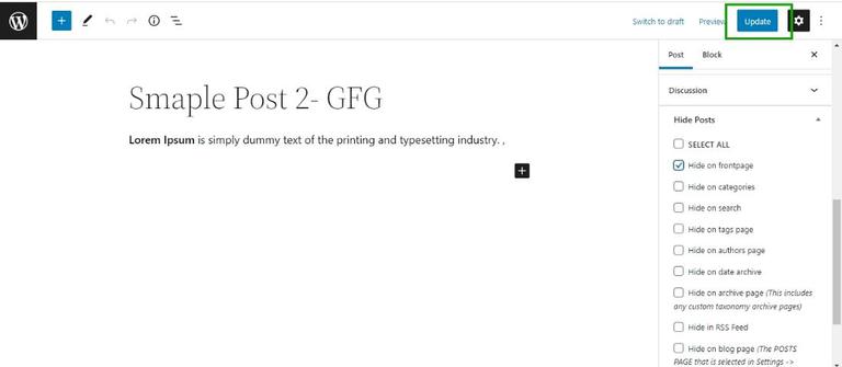How to Hide a Post From Home Page in WordPress ? - GeeksforGeeks