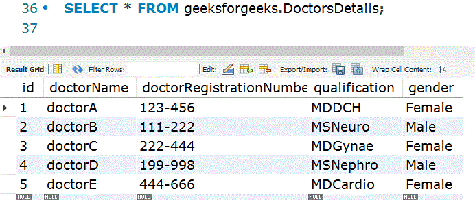 DBData Output