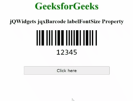 jQWidgets jqxBarcode labelFontSize Property - GeeksforGeeks