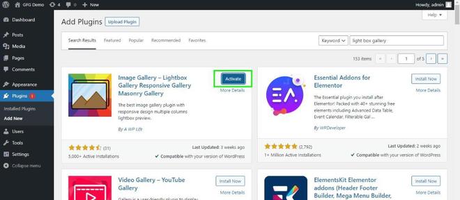 How to Add a Gallery in WordPress with a Lightbox Effect ? - GeeksforGeeks