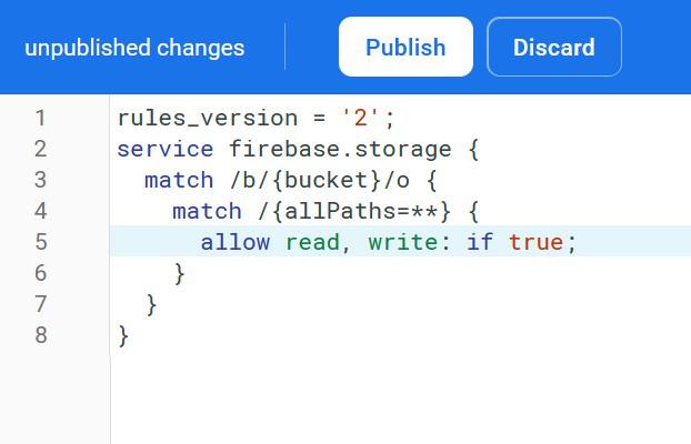 Publishing the settings