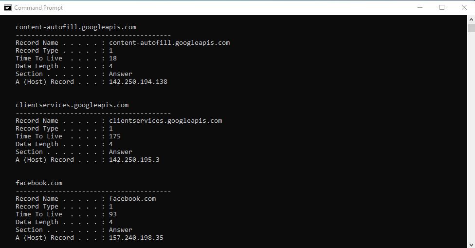 DNS Lookup using Windows CMD