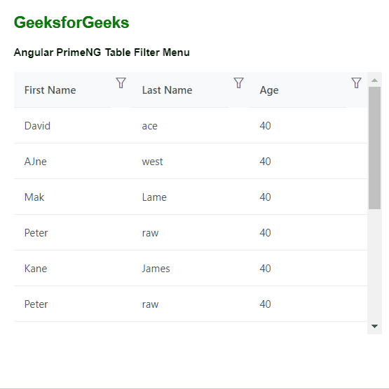 Angular PrimeNG Table Filter Menu GeeksforGeeks Angular PrimeNG Table Filter Menu GeeksforGeeks