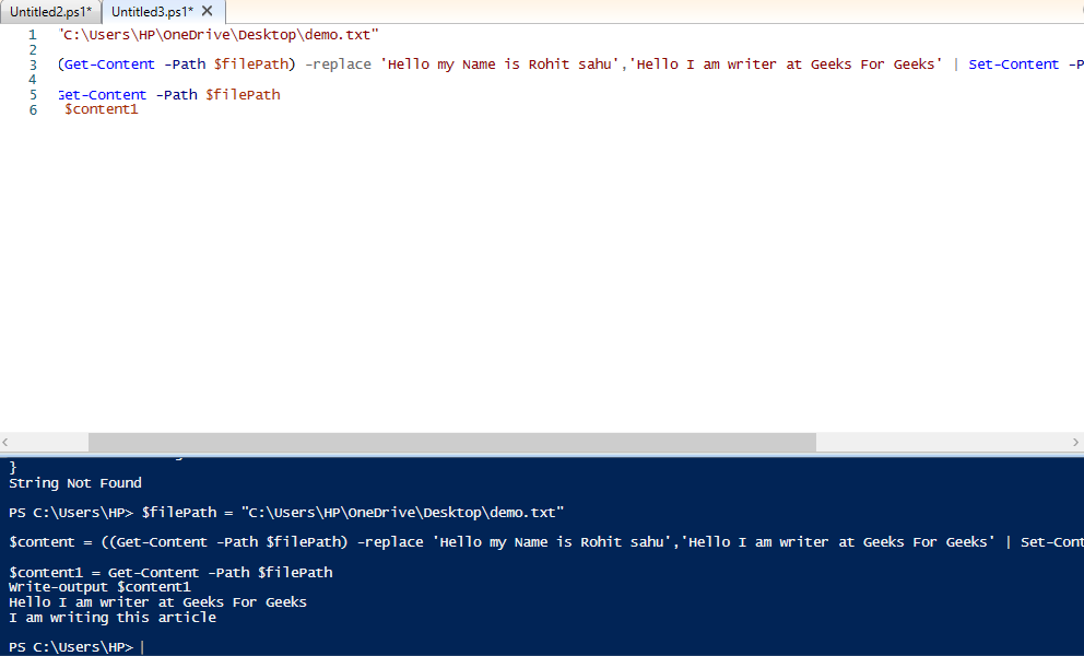 How To Find And Replace The Content From The File Or String Using Powershell  - Geeksforgeeks