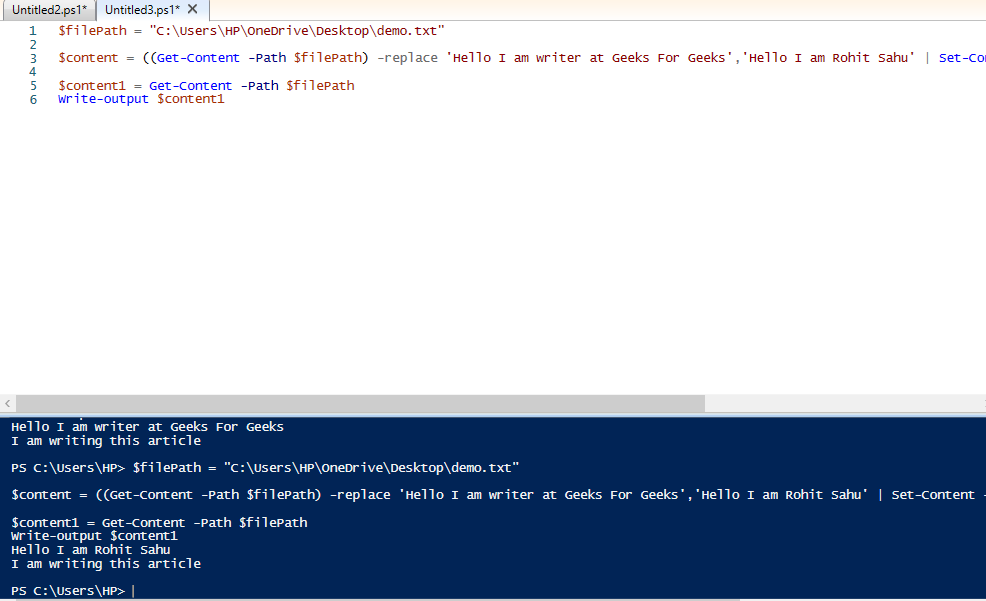 How To Find And Replace The Content From The File Or String Using Powershell  - Geeksforgeeks