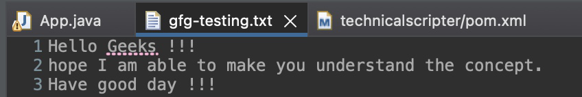 Content of gfg-testing.txt file