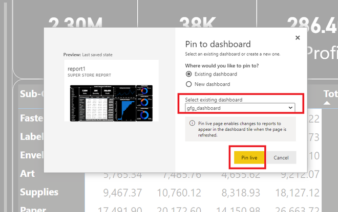 Power BI - How to add Reports to Dashboards?