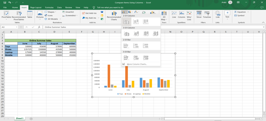 Selecting-2d-column-chart