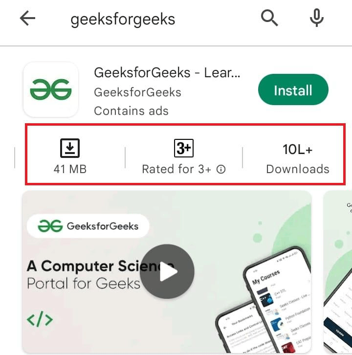 Geeksforgeeks application