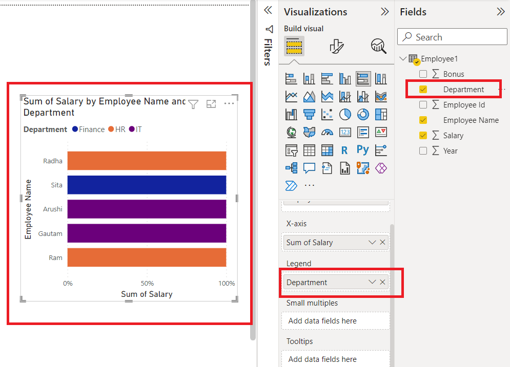 Power BI - Create 100% Stacked Column Chart - GeeksforGeeks