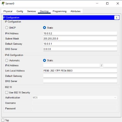 Configuring IP address on Server