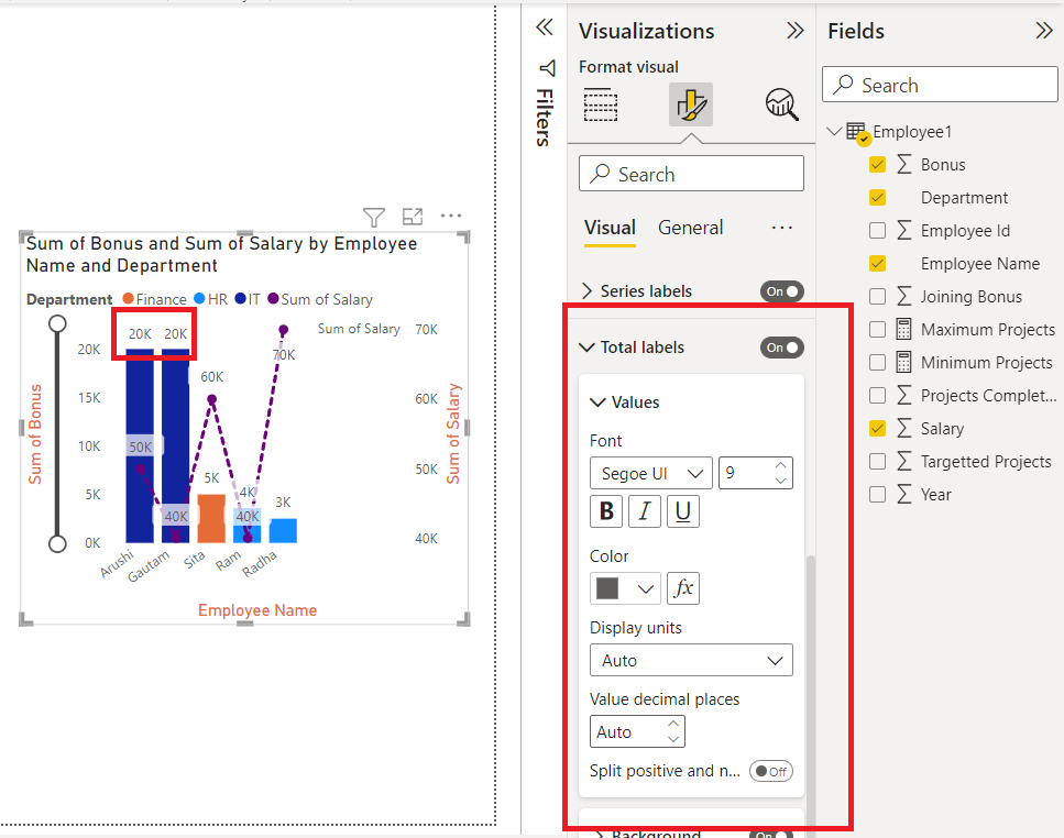 Adding Total Labels in Power BI chart