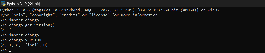 Check the Django Version using IDLE